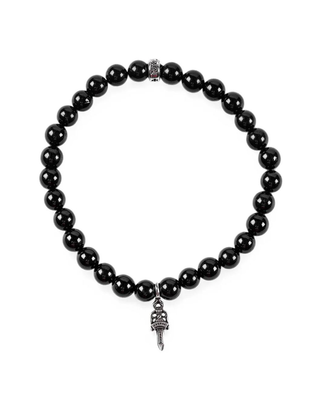Chrome Hearts Black Dagger Beaded Bracelet for men
