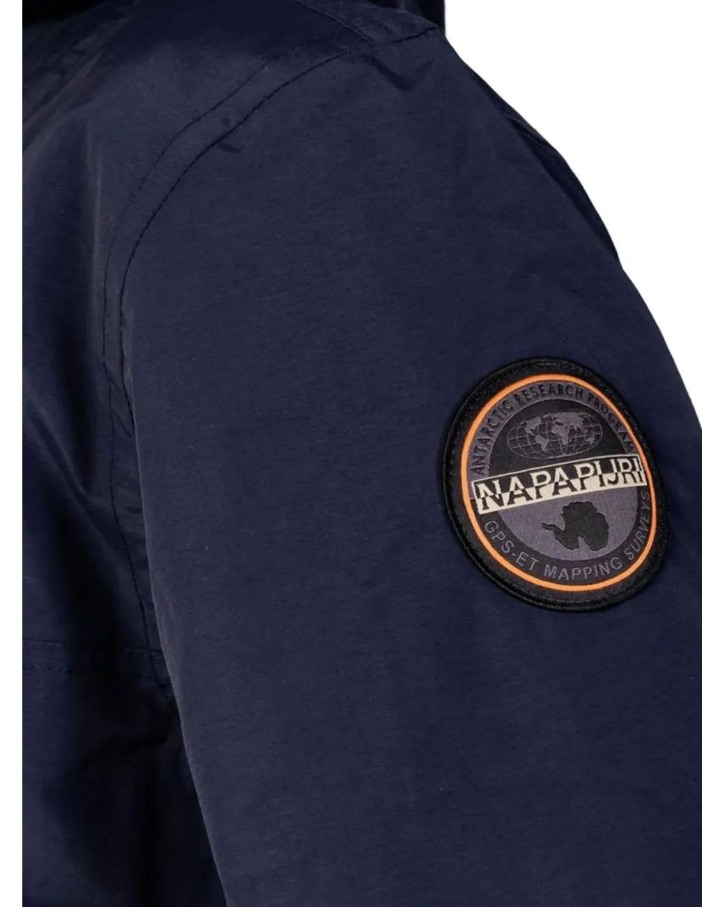 Napapijri Blue Logo-Patch Hooded Jacket for men