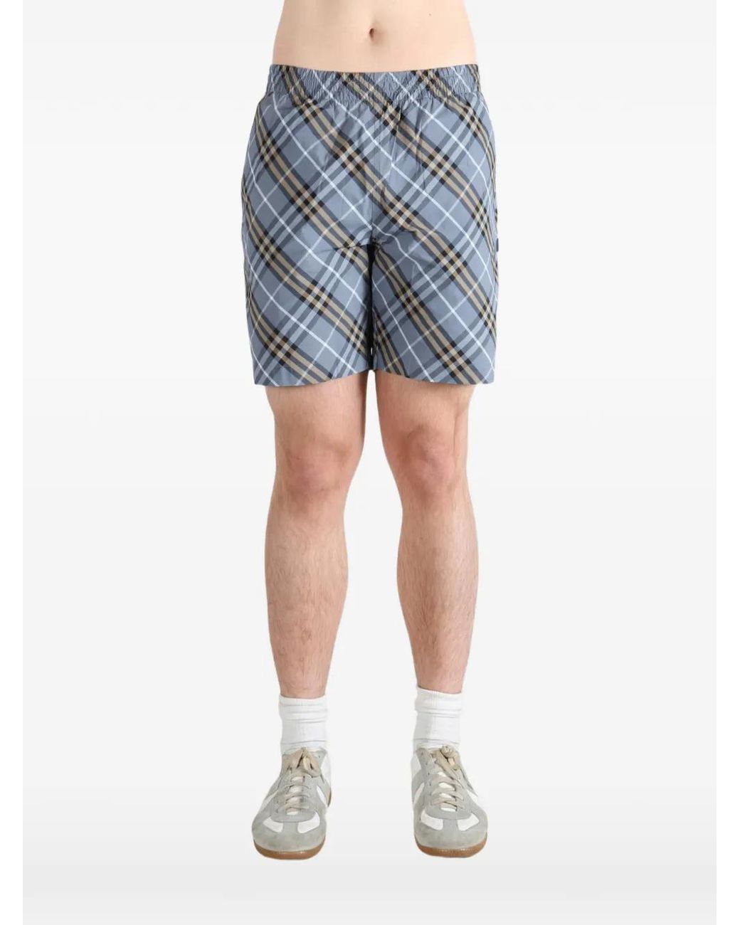 Burberry Blue Check Swim Shorts for men