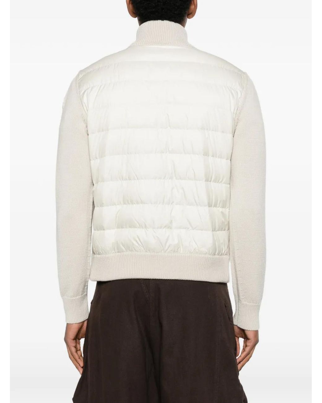 Moncler White Tricot Zip Pockets Cardigan for men