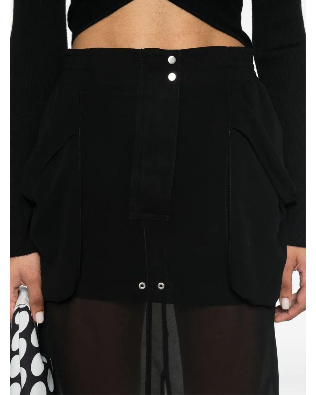Pinko Black Sheer-Panels Midi Skirt