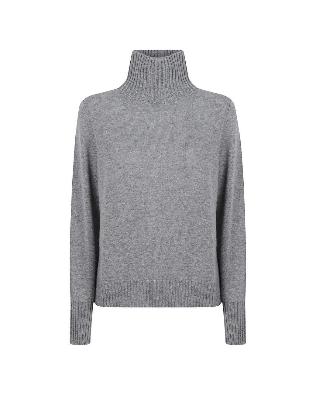 Allude Gray High-Neck Cashmere Sweater
