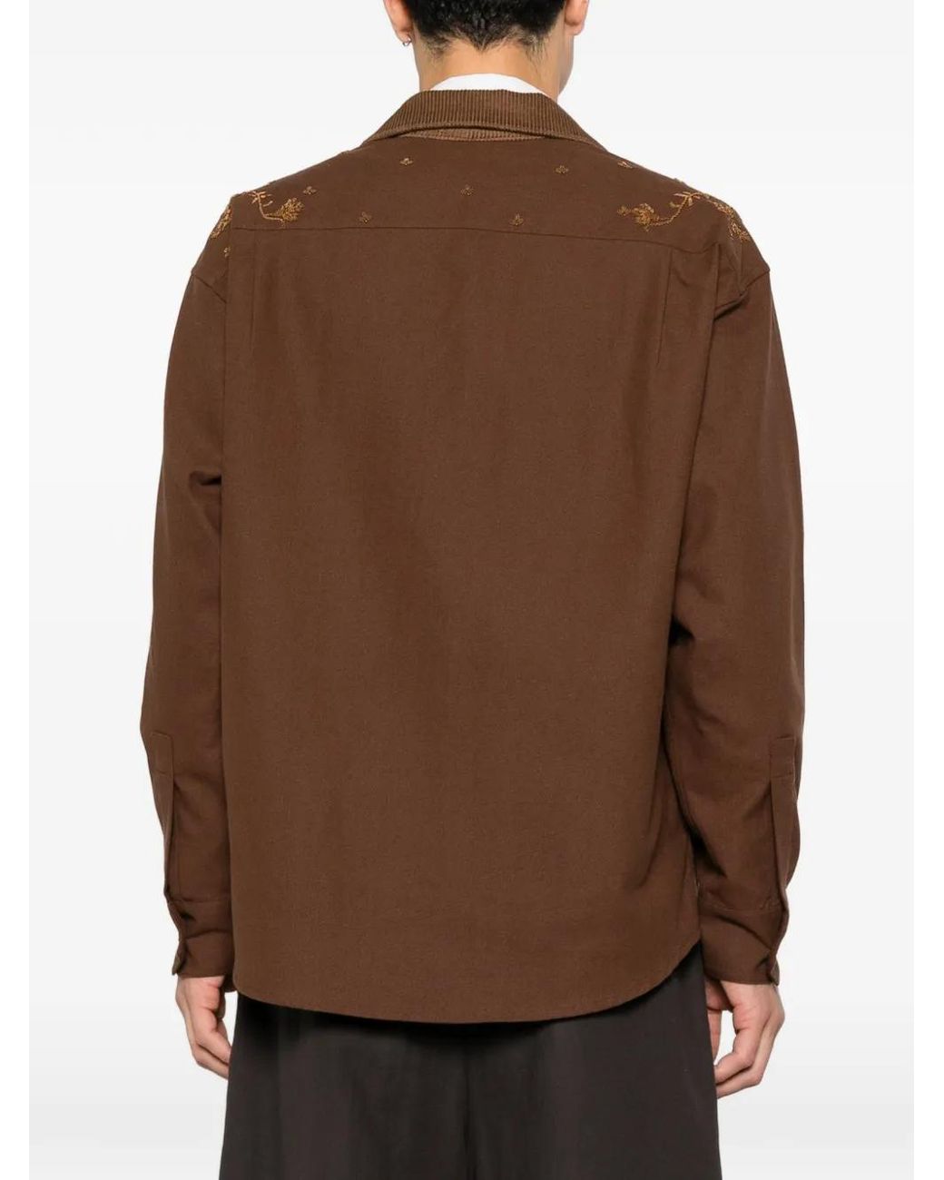 BAZISZT Brown Anakin Embroidered Overshirt for men