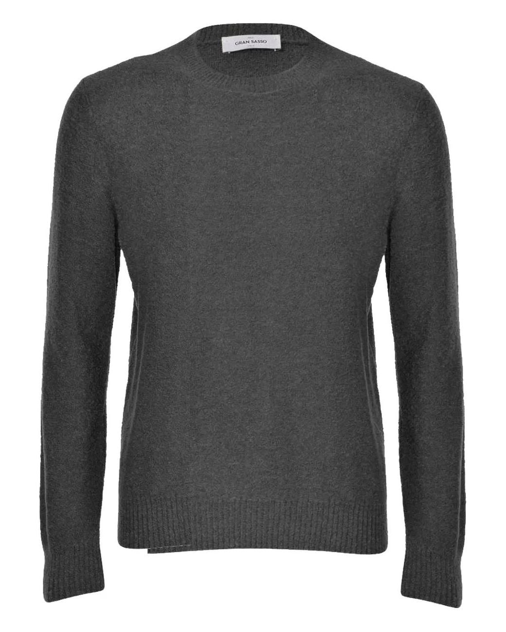 Gran Sasso Gray Crew-Neck Wool-Blend Sweater for men