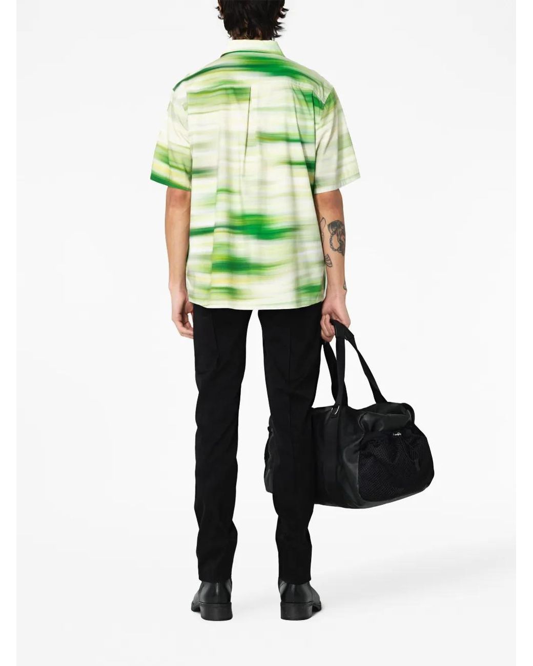 John Elliott Green Abstract-Pattern Short-Sleeve Shirt for men
