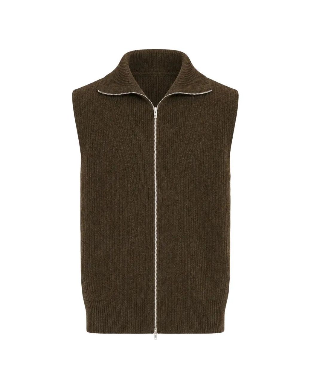 Jil Sander Green Wool Zip-Up Vest for men