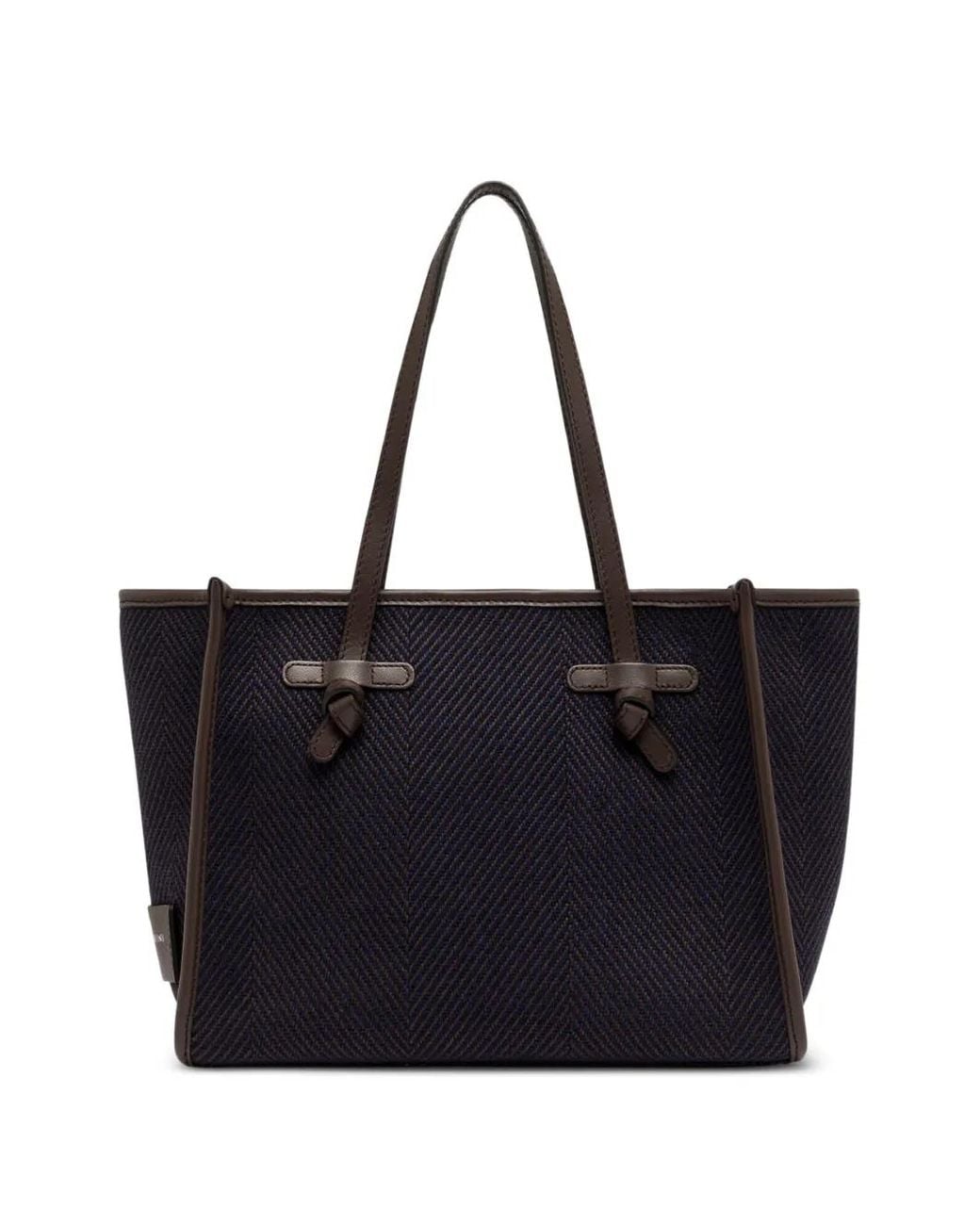 Gianni Chiarini Black Marcella Spiga Herringbone-Pattern Knotted-Strap Tote Bag
