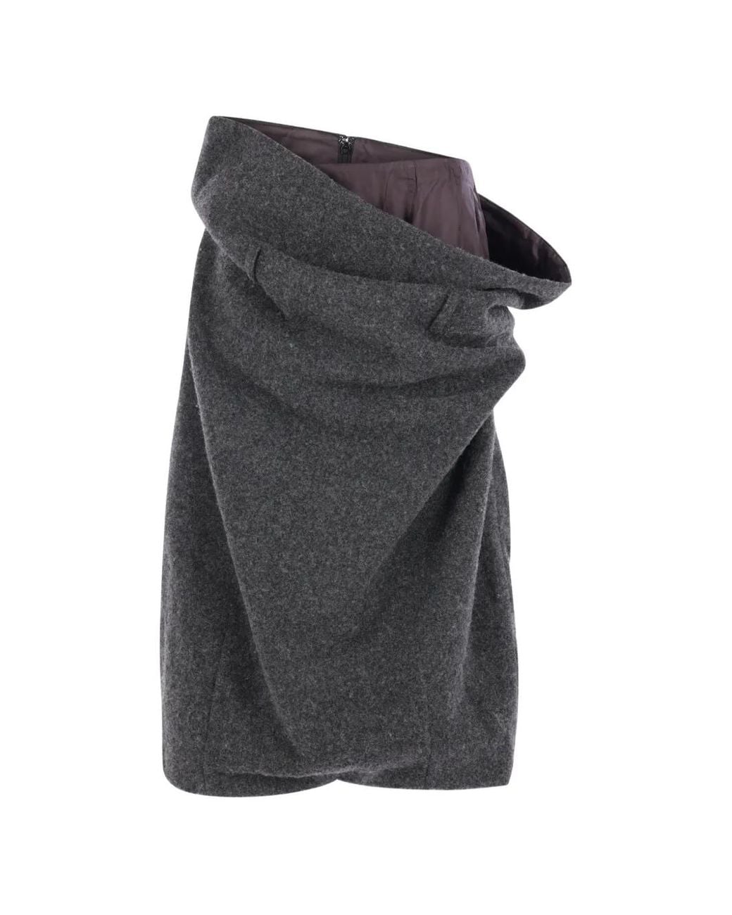 PILLINGS Black Midi-Draped Wool Skirt