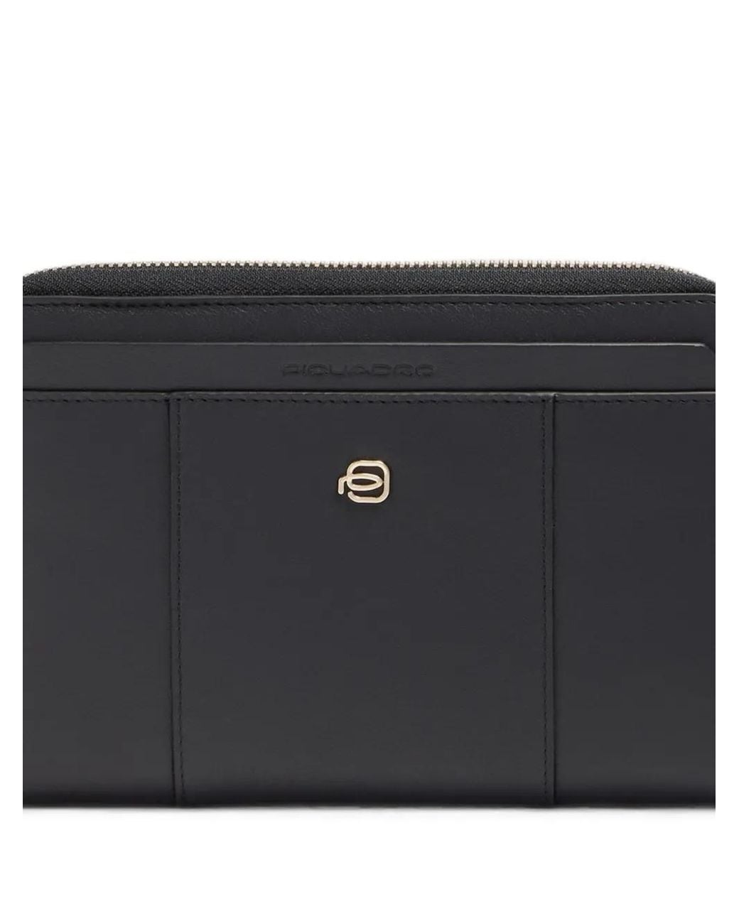 Piquadro Black Logo-Plaque Travel Passport Wallet