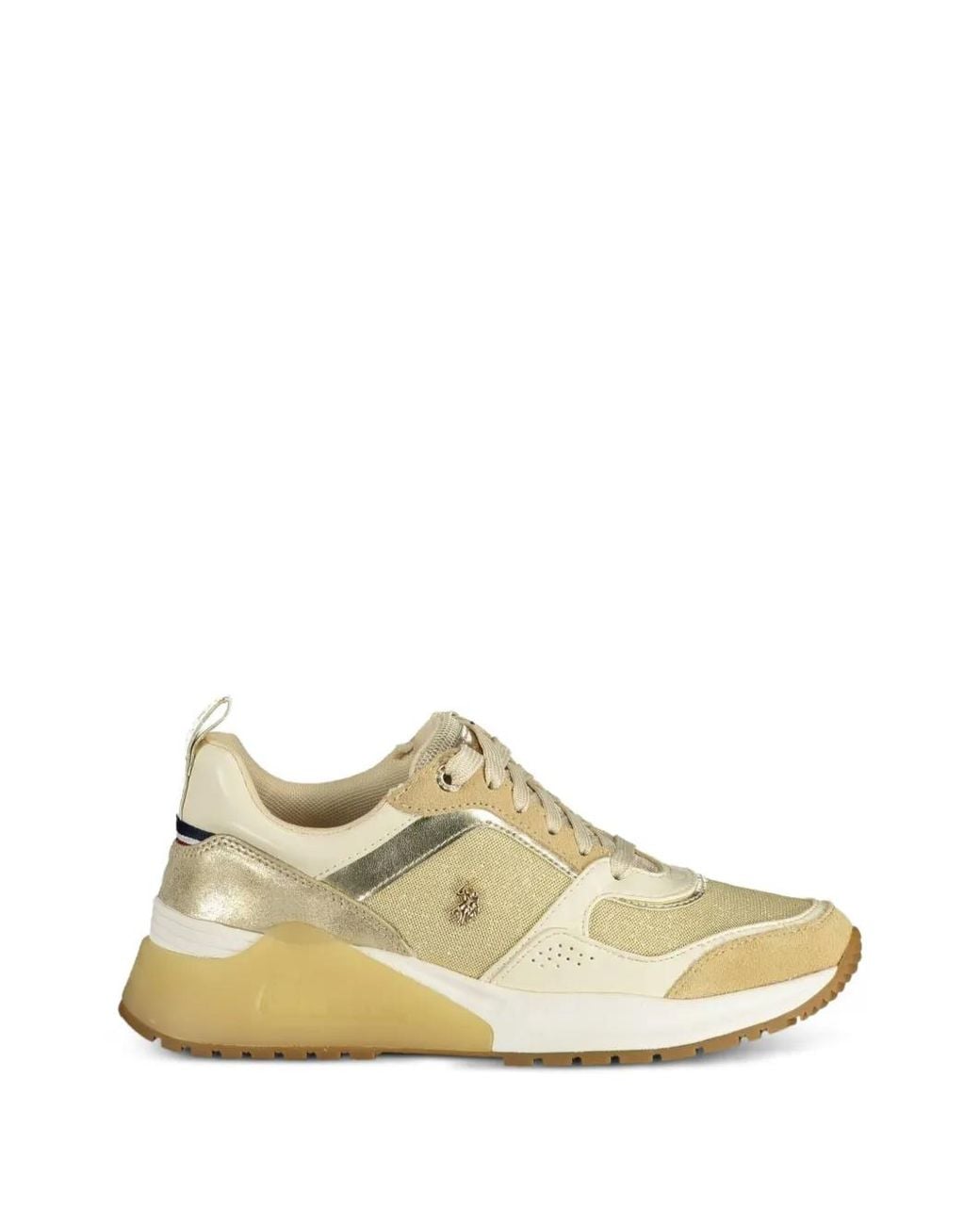 U.S. POLO ASSN. White Metallic Panelled Sneakers