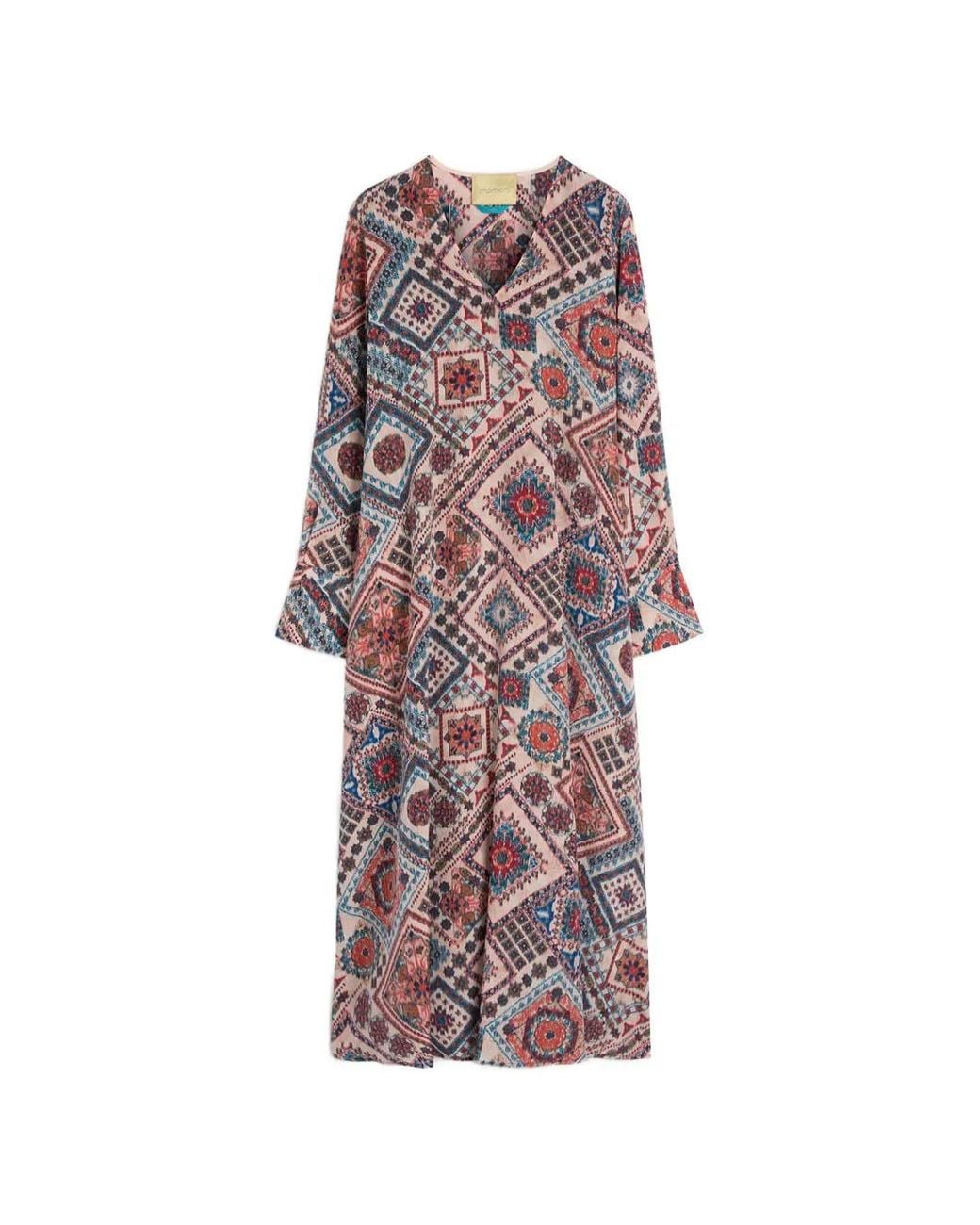 Momoní White Chaco Printed V-Neck Dress