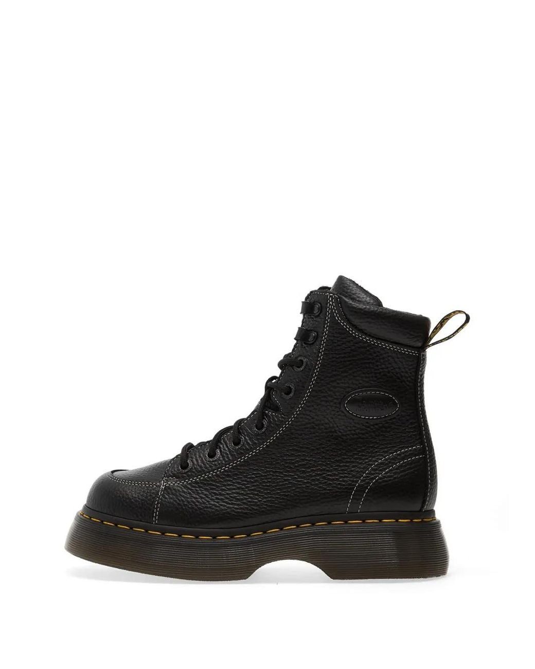 Dr. Martens Black Buzz 8I Pebbled-Leather Lace-Up Boots