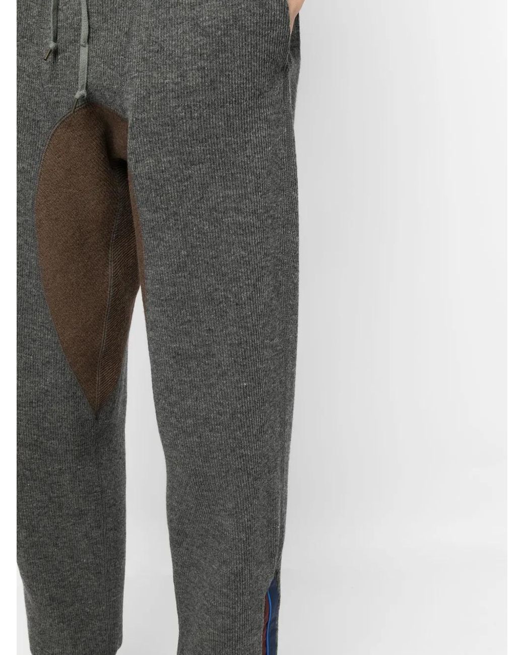 Kolor Gray Drawstring-Waistband Knitted Trousers for men
