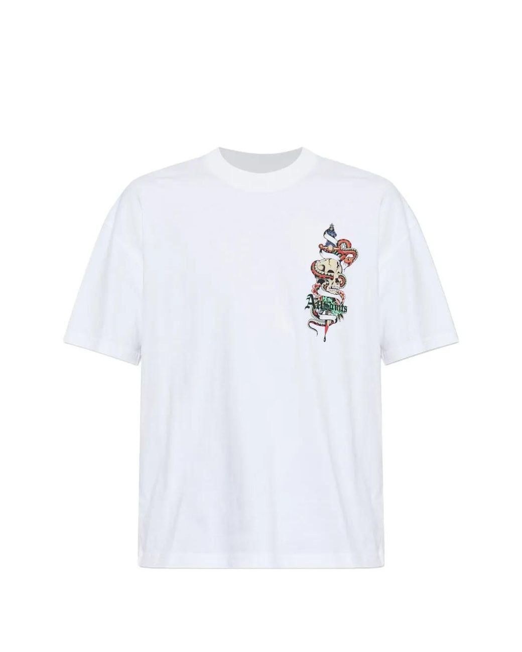 AllSaints White T-Shirt À Motif Serpent Et Tête De Mort for men