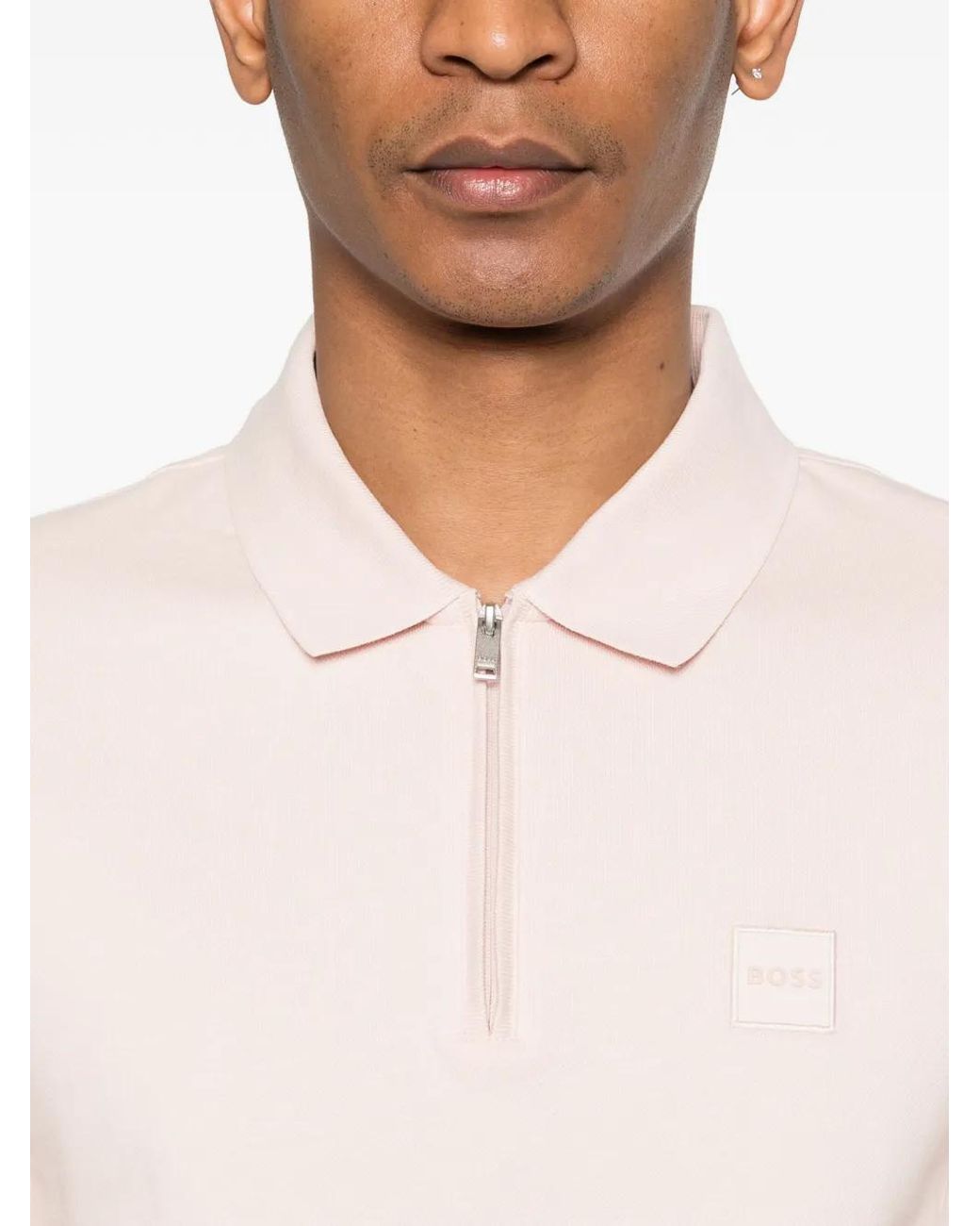 Boss Pink Polo À Col Zippé for men