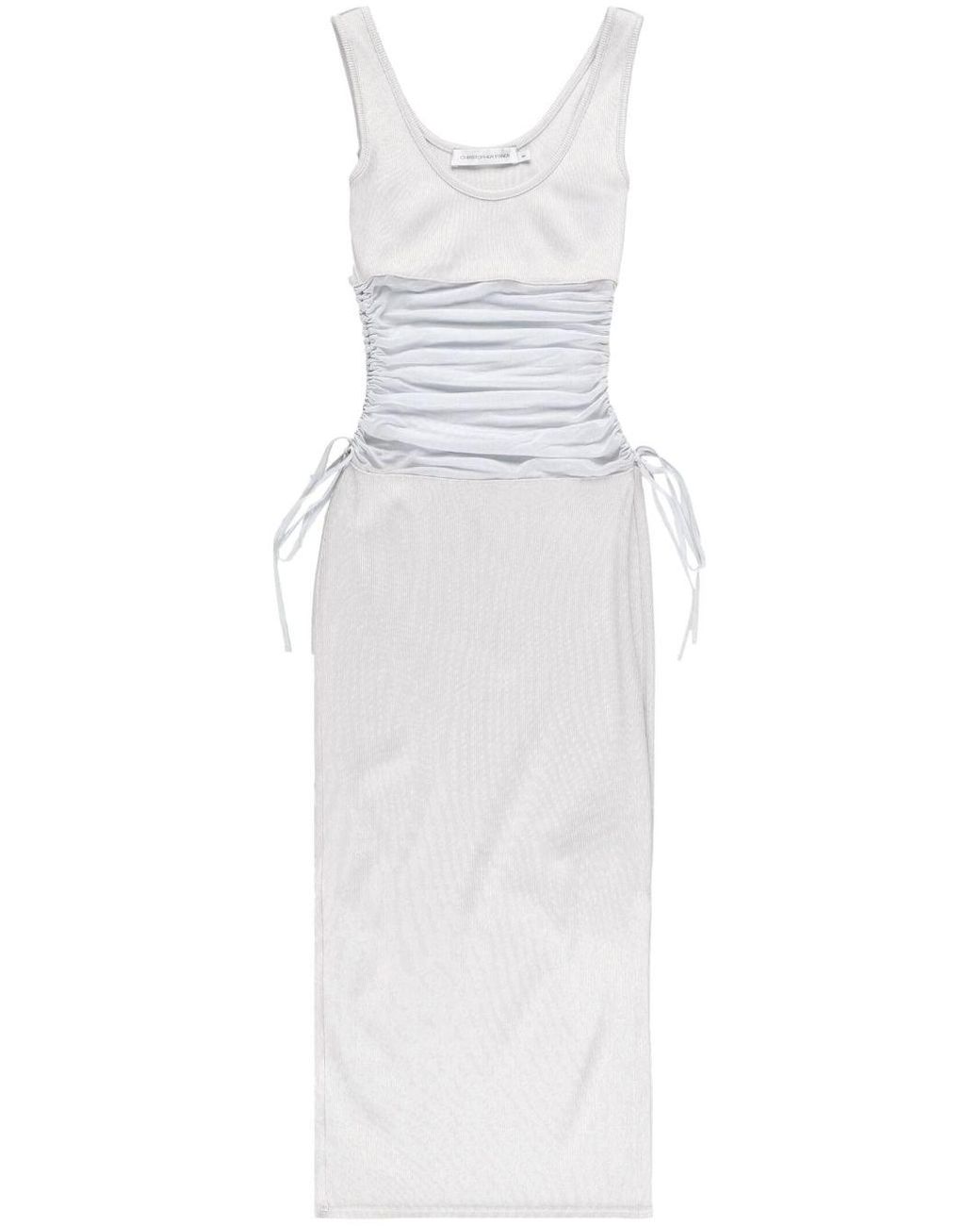 Christopher Esber Sheer-panel Ribbed-knit Dress in White | Lyst