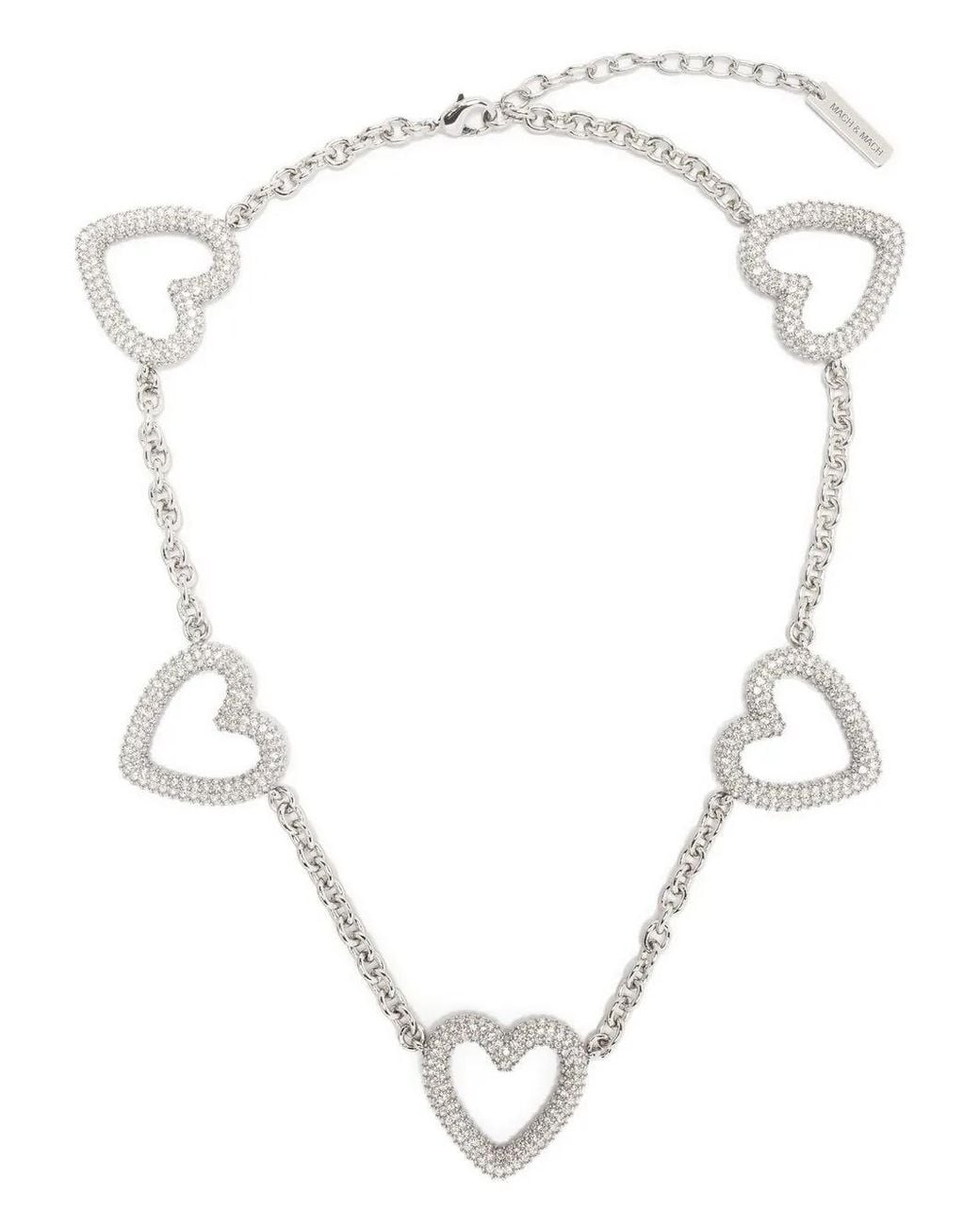 Mach & Mach Metallic Heart-Shape Crystal Necklace