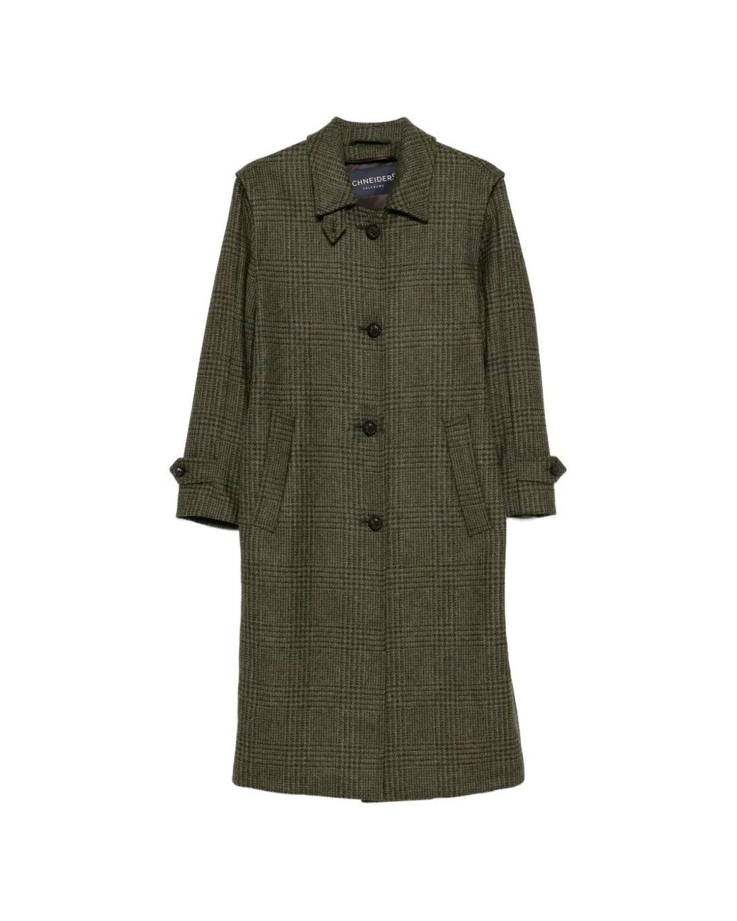 Schneiders Green Lena Prince Of Wales Check Coat