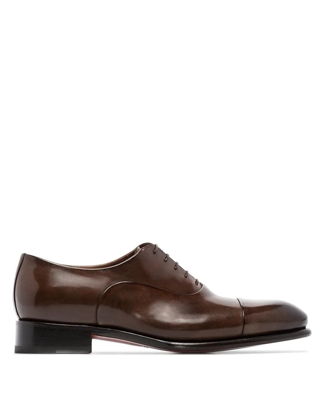 Santoni Brown Classic Lace-Up Oxford Shoes for men