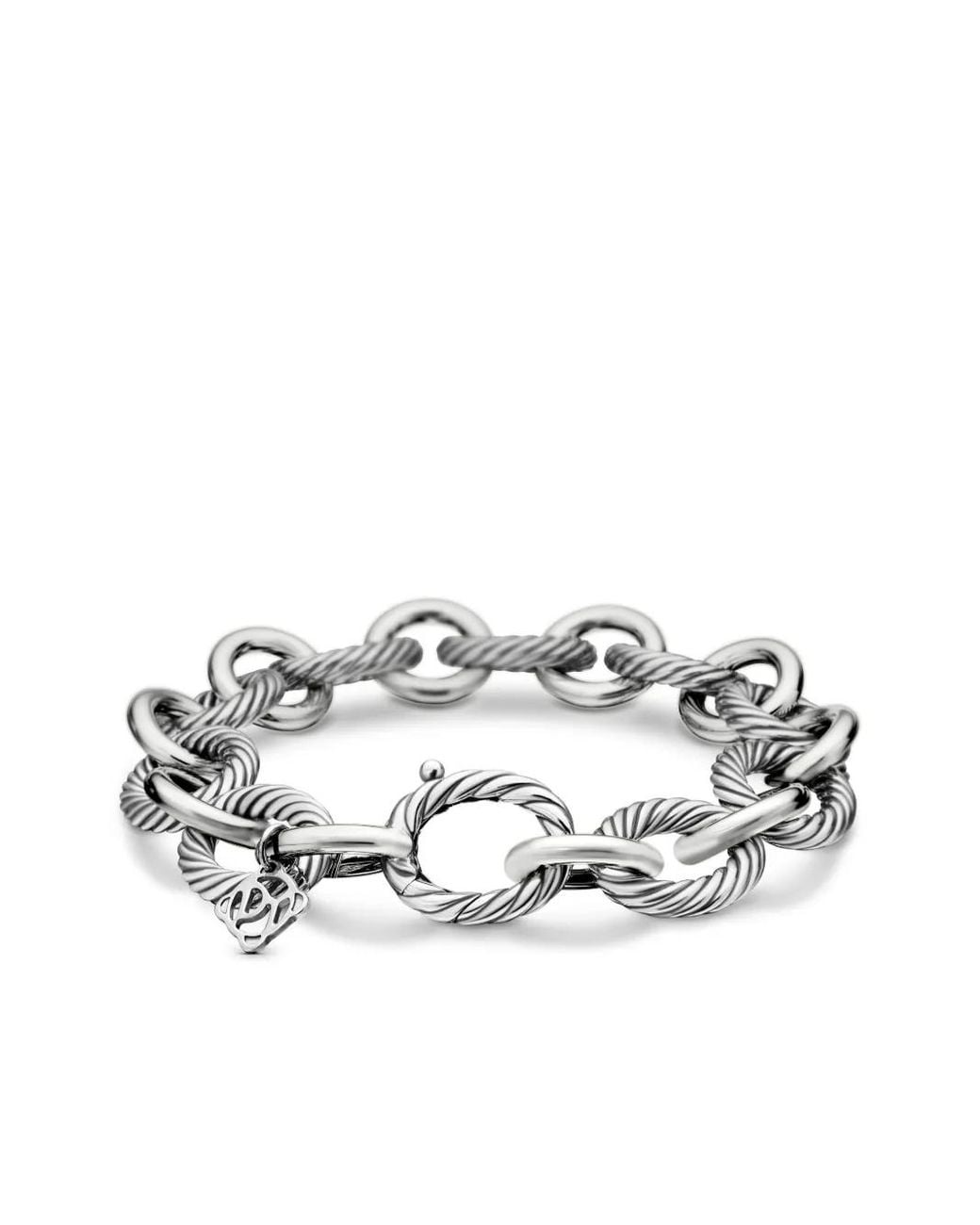 David Yurman White Sterling Oval Link Chain Bracelet (12Mm)