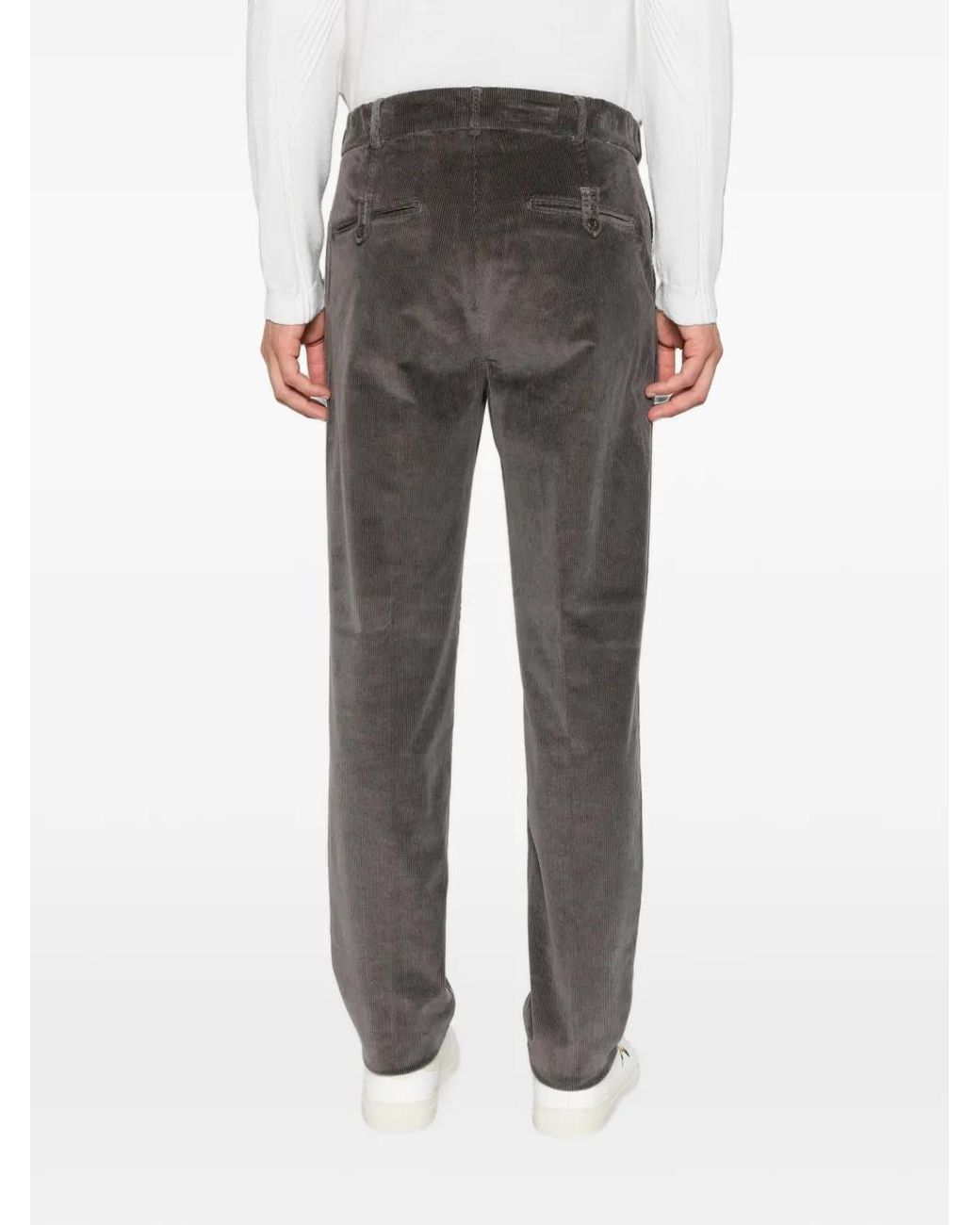 Eleventy Gray Corduroy Pleated Trousers for men