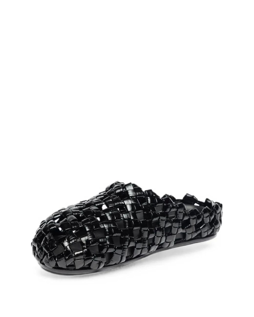 A.W.A.K.E. MODE Black Woven Leather Mules