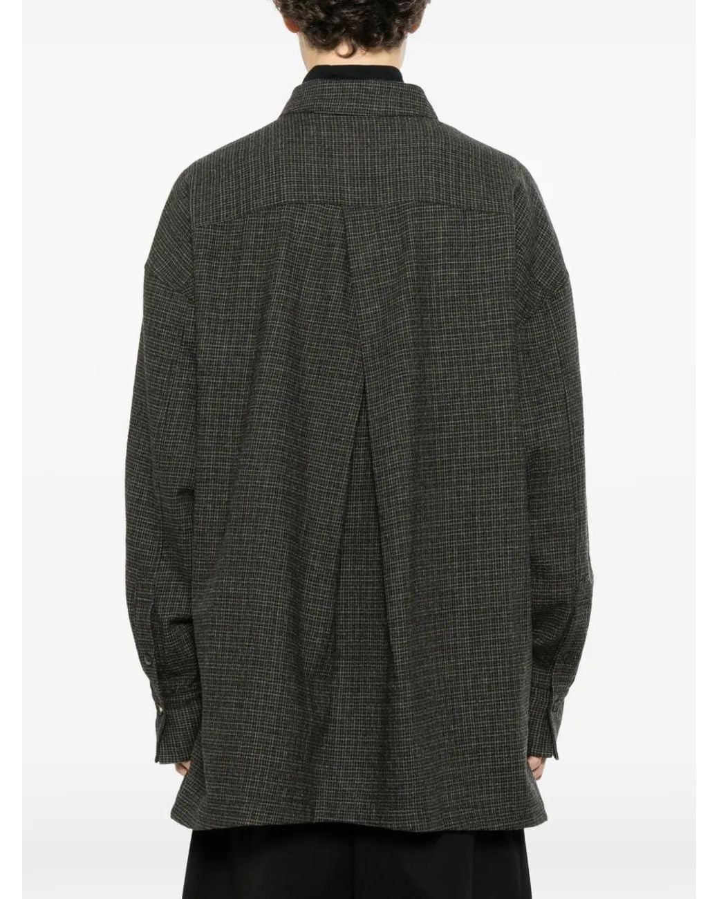 Ziggy Chen Black Check-Pattern Button-Up Shirt for men