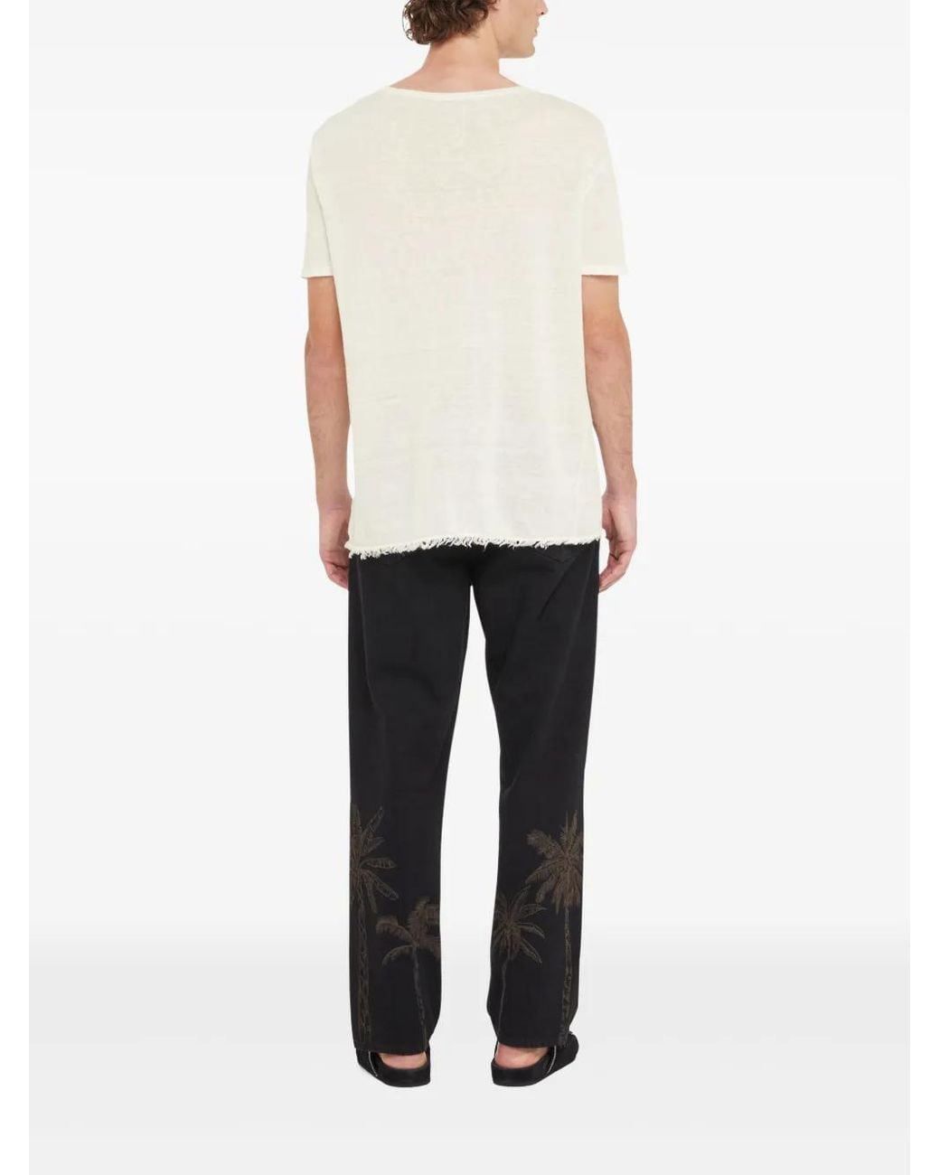 Alanui White Linen Knitted T-Shirt for men