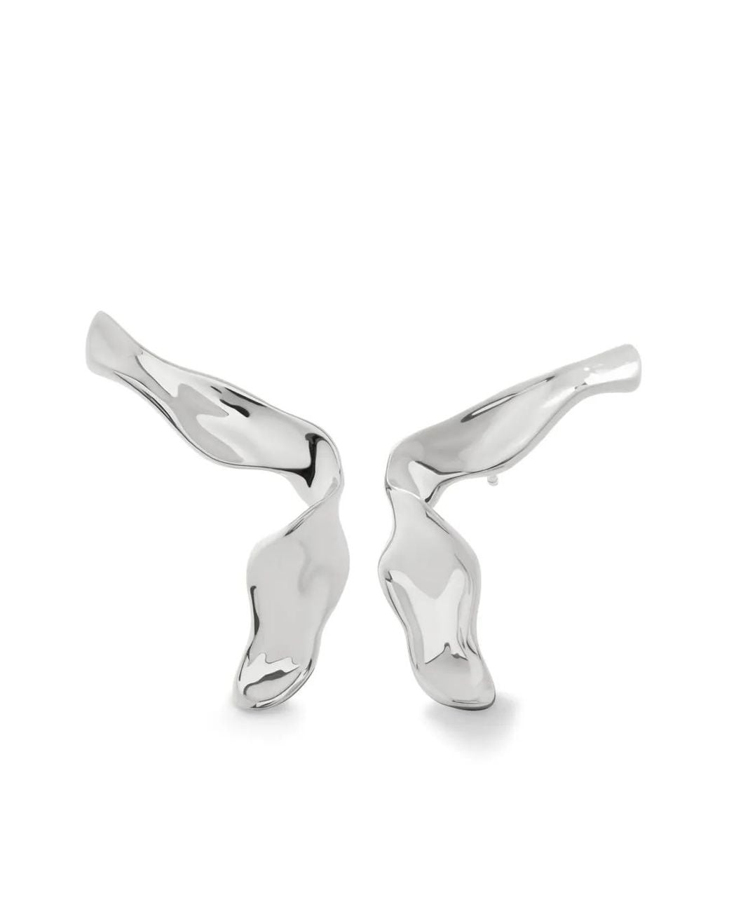 Monica Vinader Metallic The Wave Asymmetric Stud Earrings