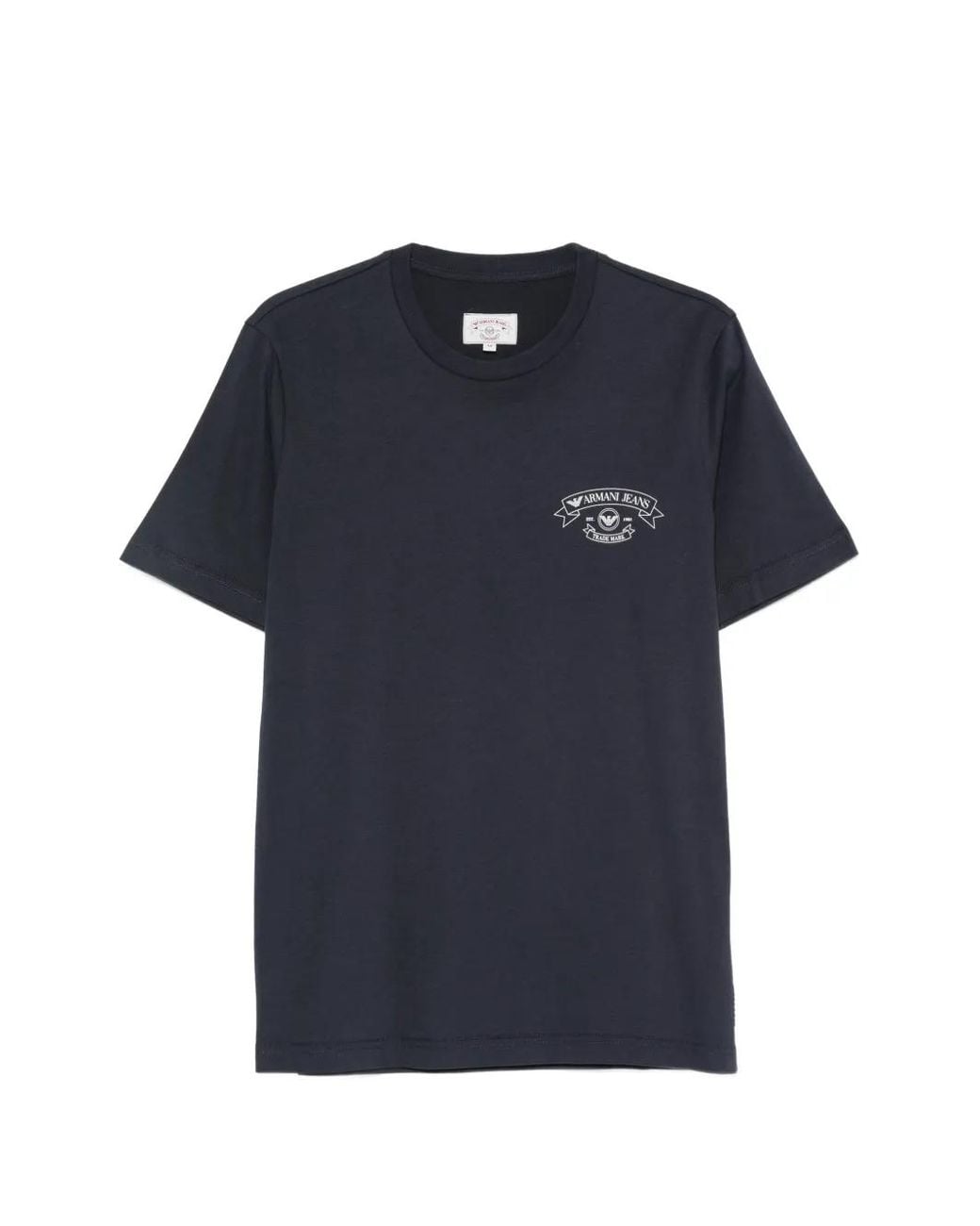 Emporio Armani Blue Logo-Print Cotton T-Shirt for men