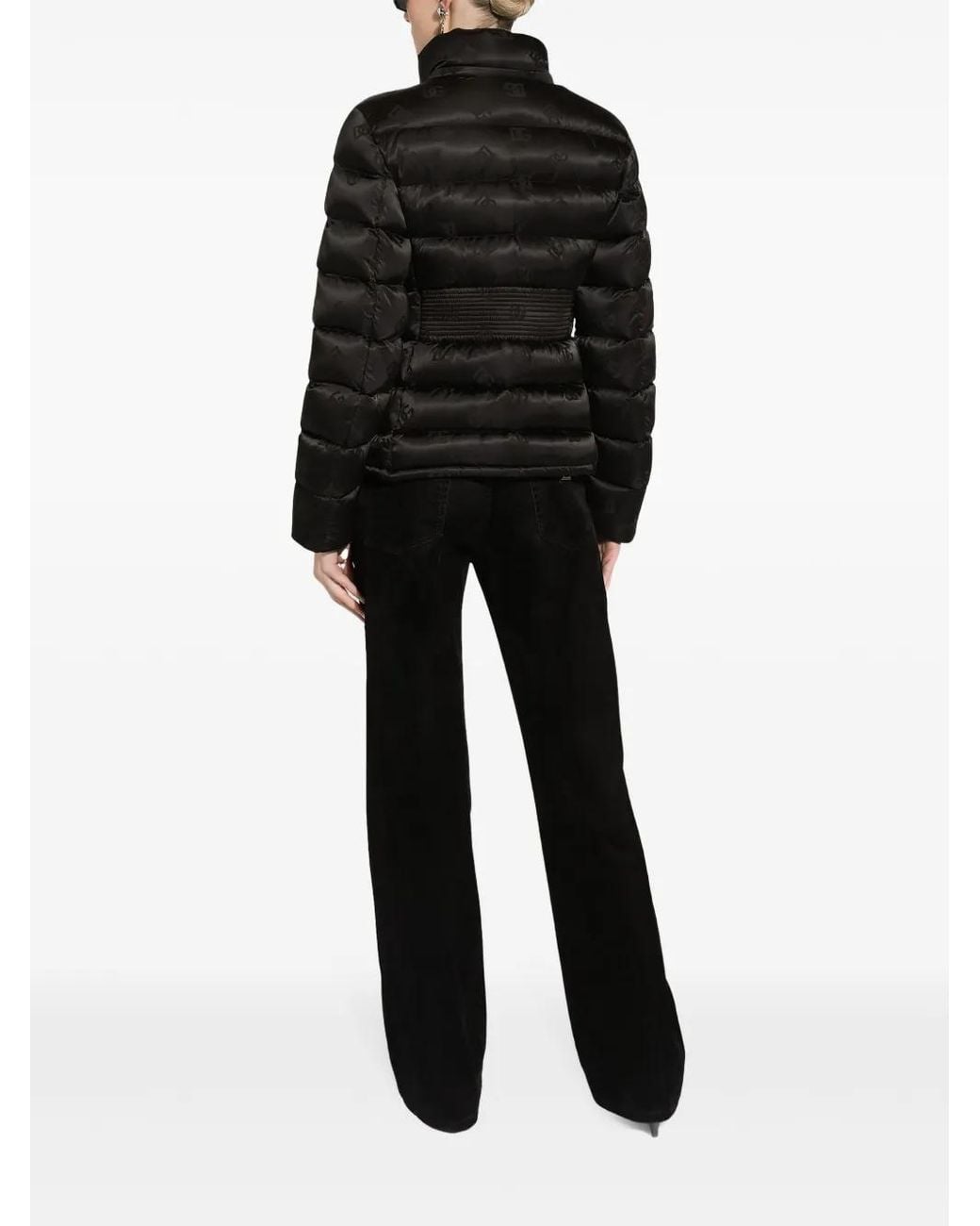 Dolce & Gabbana Black Dna Monogram-Jacquard Puffer Jacket