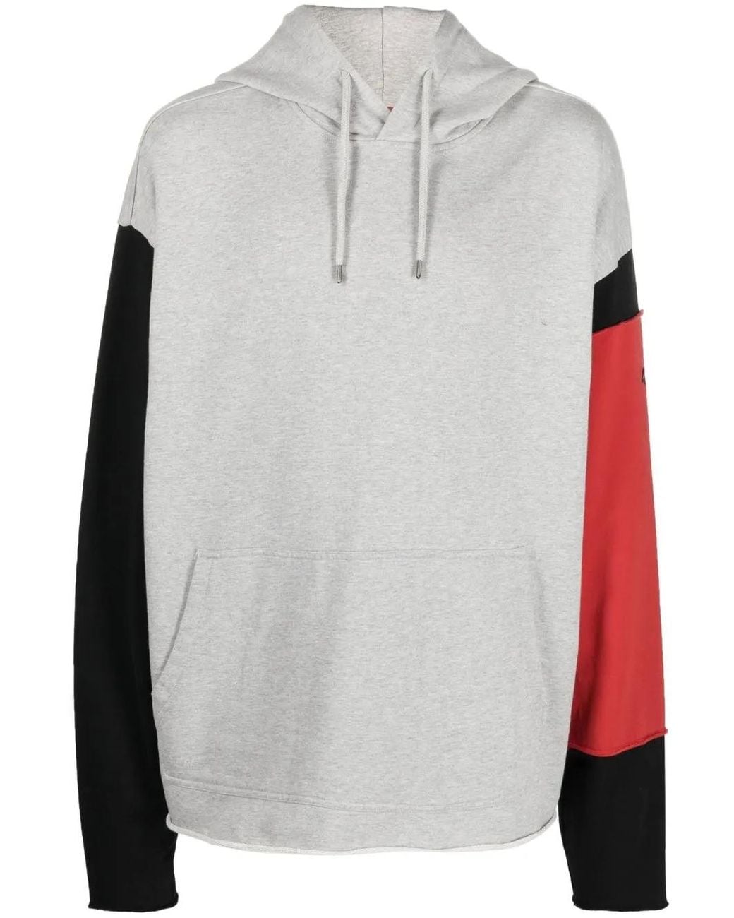 424 Gray Drawstring Colour-Block Hoodie for men