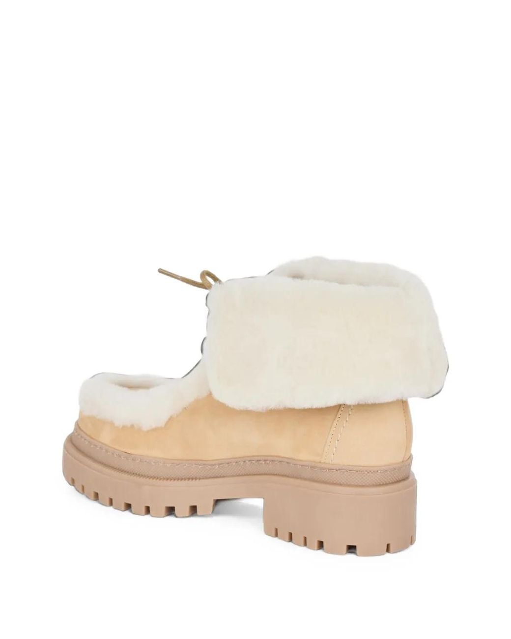 Yves Salomon Natural Shearling-Trim Suede Ankle Boots