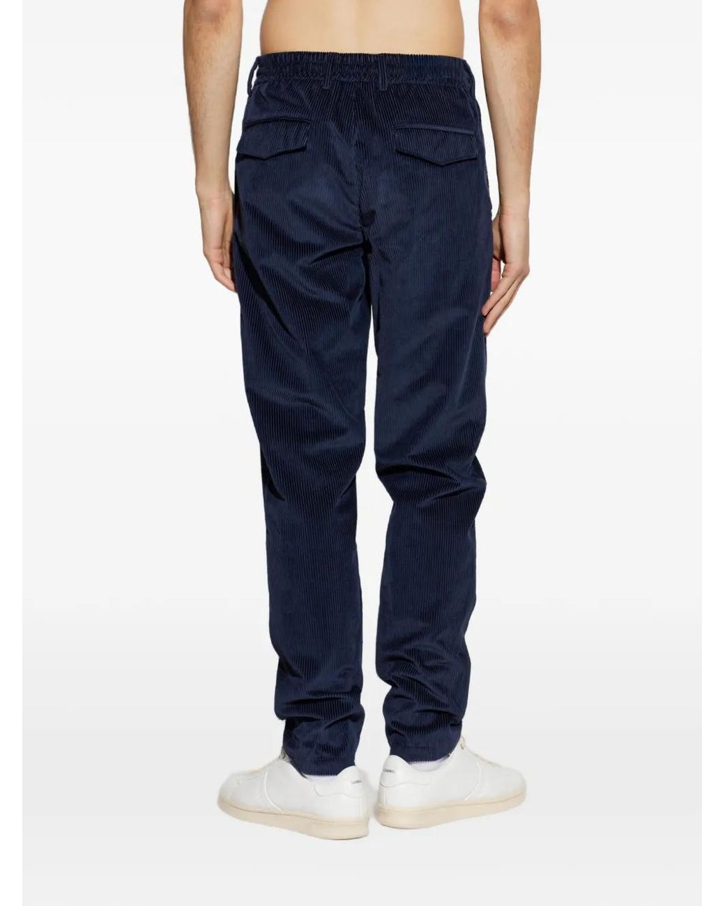 Eleventy Blue Pleated Corduroy Trousers for men