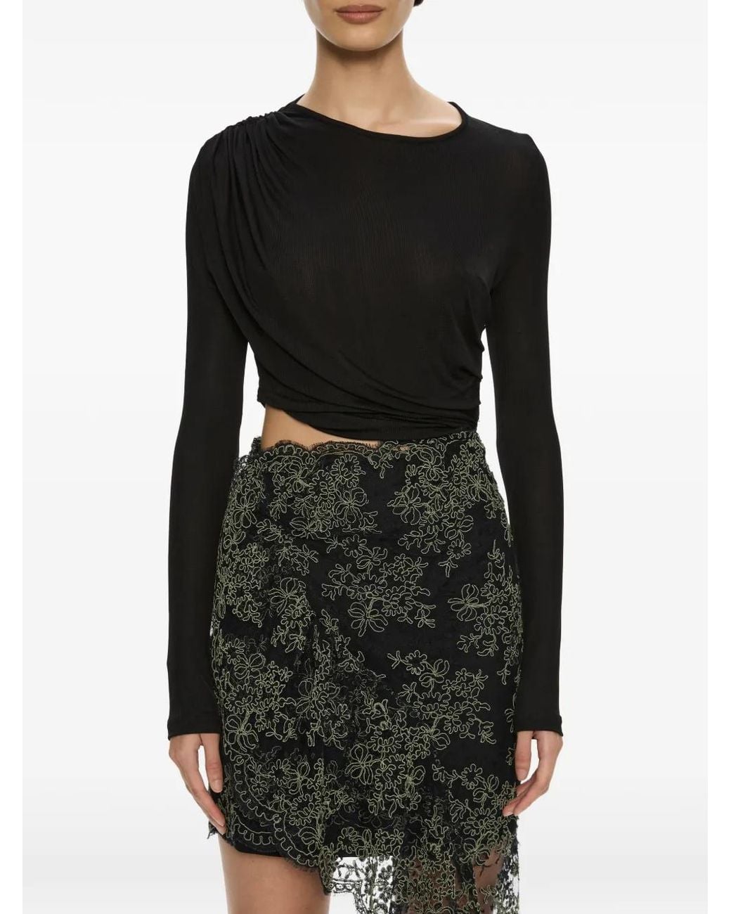 Christopher Esber Black Verve Twisted-Lace Assymetric Dress