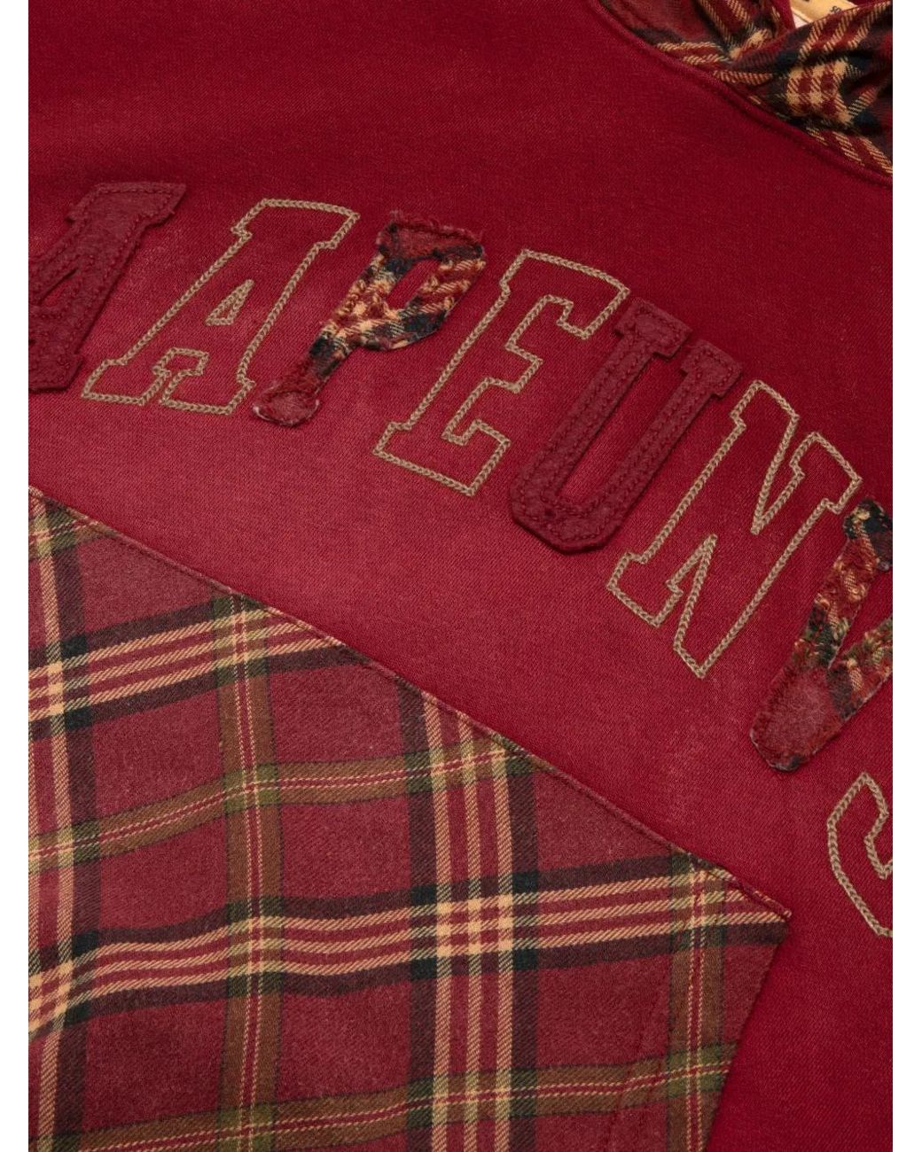 A Bathing Ape Red Tartan Appliqué Hoodie