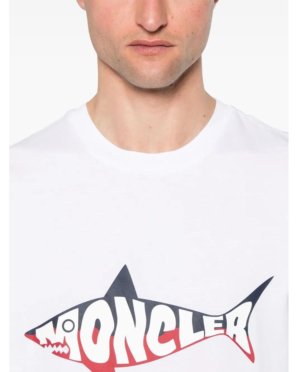 Moncler White Logo-Print Cotton T-Shirt for men