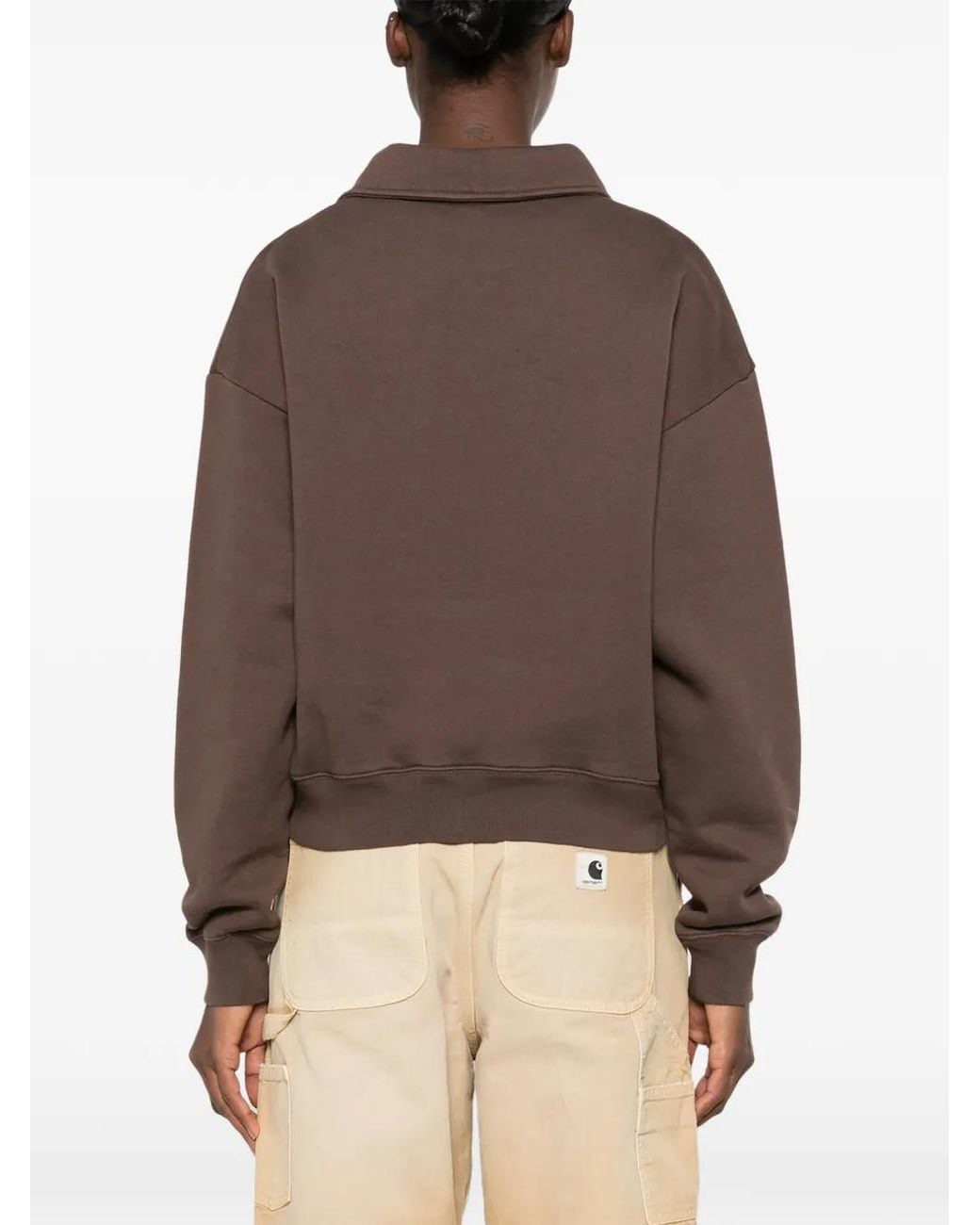Sporty & Rich Brown Logo-Embroidered Sweatshirt