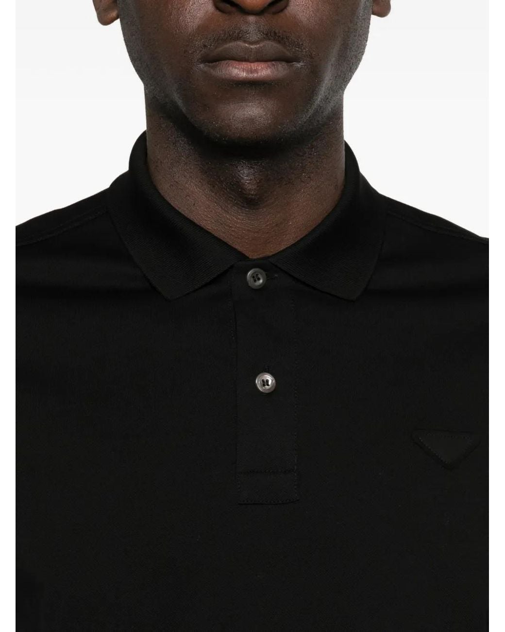 Prada Black Classic-Collar Polo Shirt for men