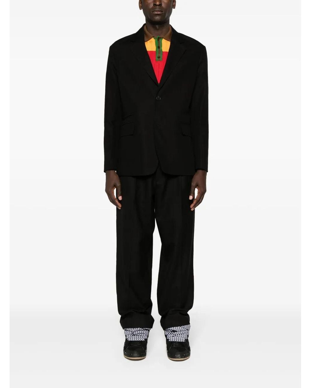 Lanvin Black Notched-Lapels Single-Breasted Blazer for men