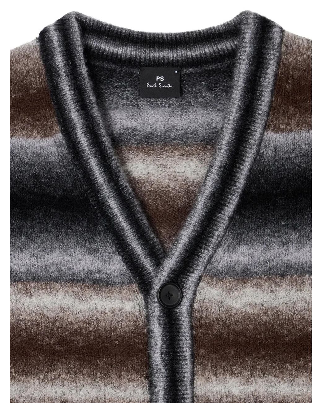 Paul Smith Black Cardigan Rayé À Col V for men