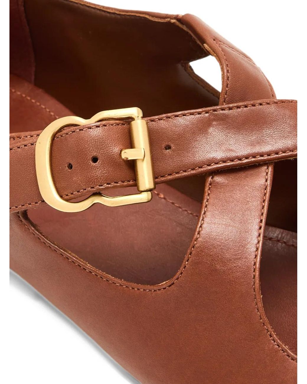 SCHUTZ SHOES Brown Crossover-Strap Ballet Flats
