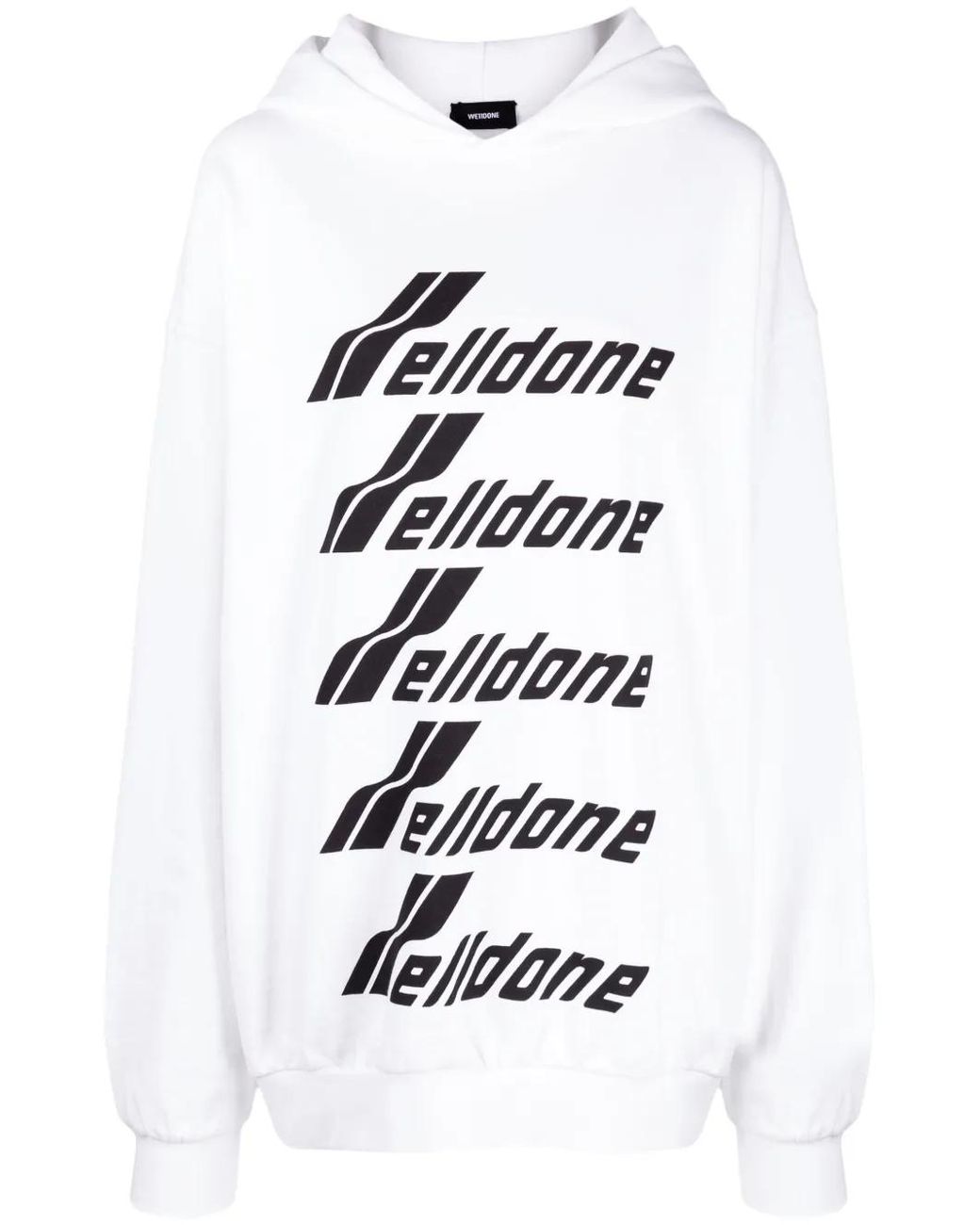 we11done White Multiple Front Logo Cotton Hoodie