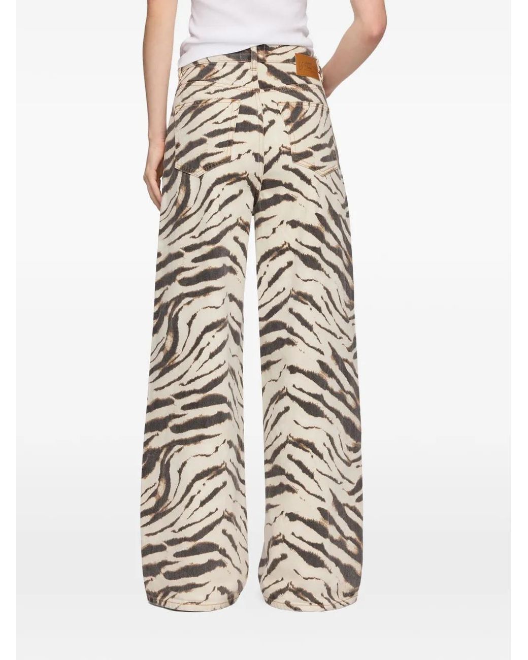 Ganni White Animal Print High Rise Jeans