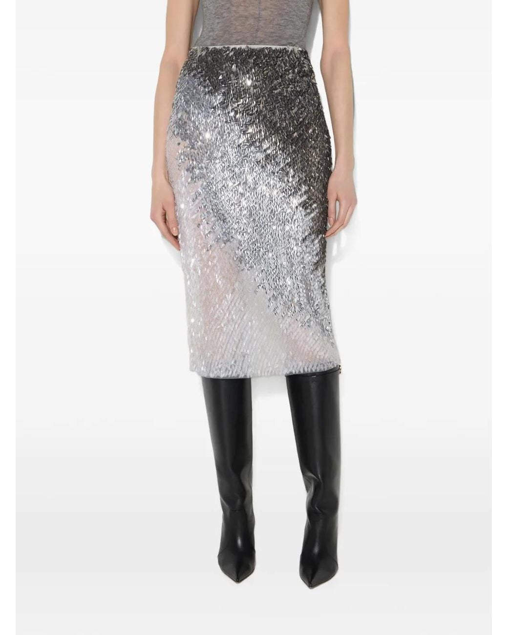 Elisabetta Franchi Gray High Waisted Skirt