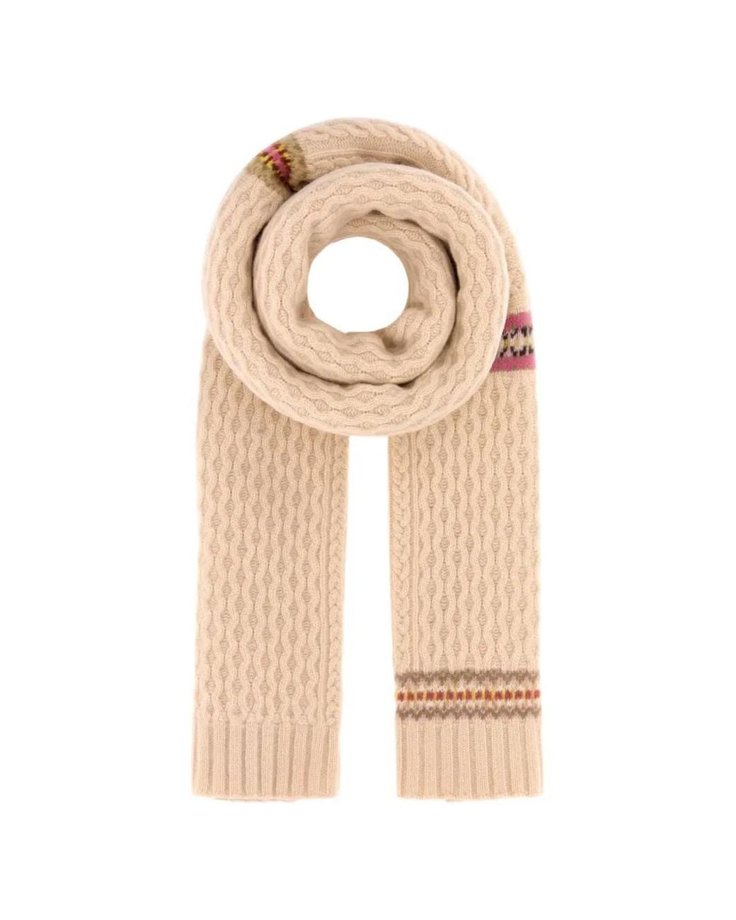 Stella McCartney Natural Fair Isle Cable-Knit Scarf