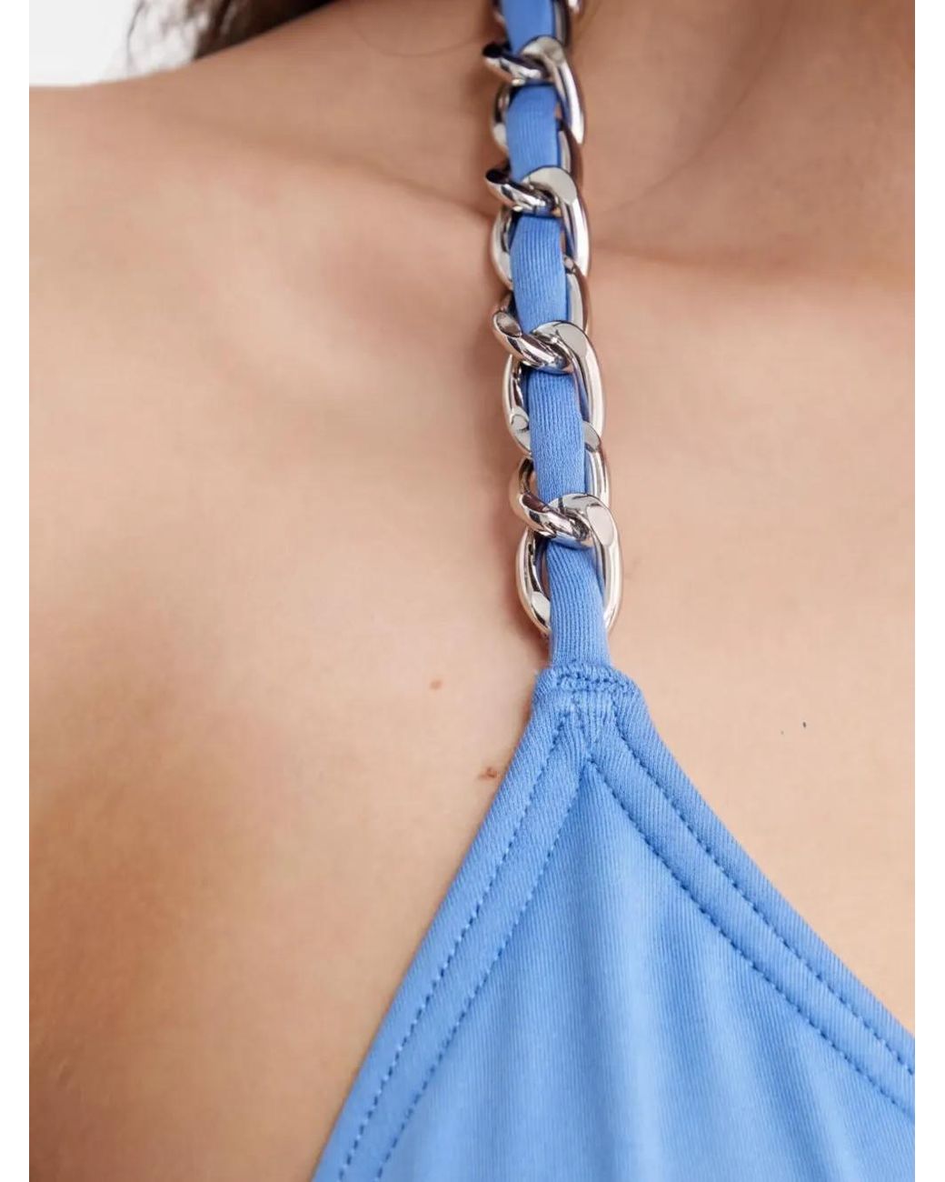 MICHAEL Michael Kors Blue Chain-Link Bikini Top