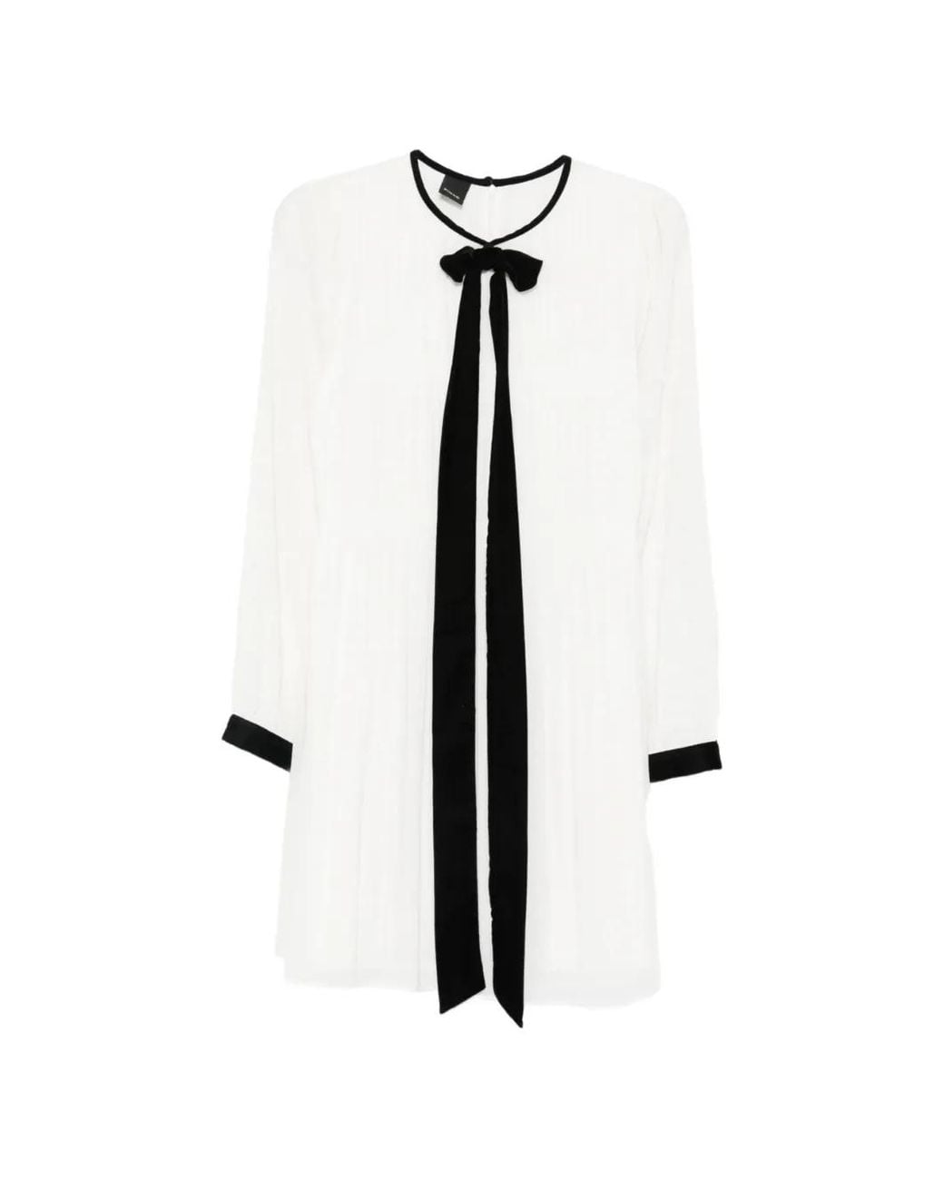 Pinko White Bow-Detail Mini Dress