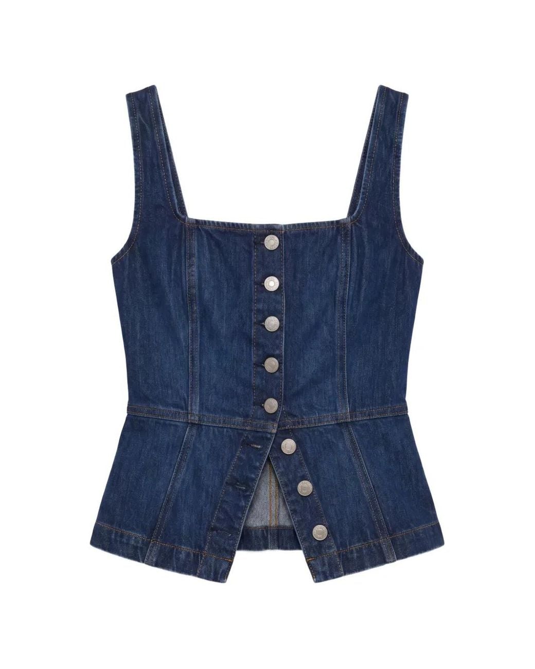 Reformation Blue Tilly Button-Up Denim Top