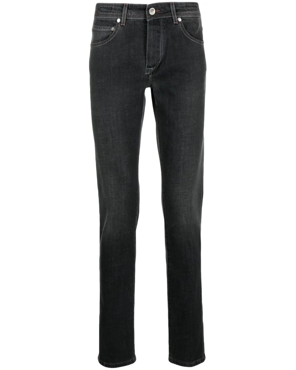 Barba Napoli Black Logo-Patch Stretch Skinny Jeans for men